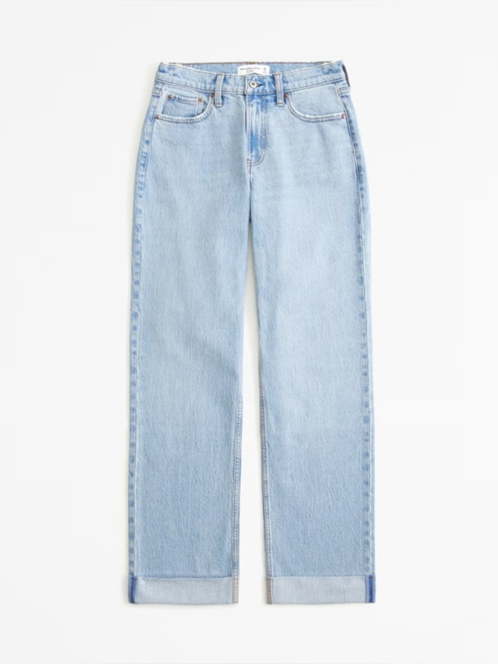 NWOT Abercrombie & Fitch Curve Love Low Rise Baggy Jeans in Light Double Cuff